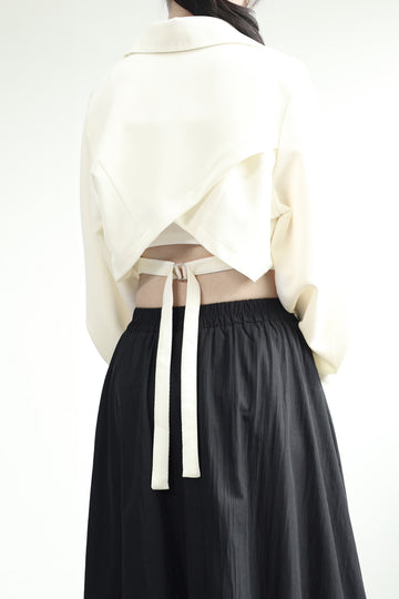 Aiki pin tuck crop shirt